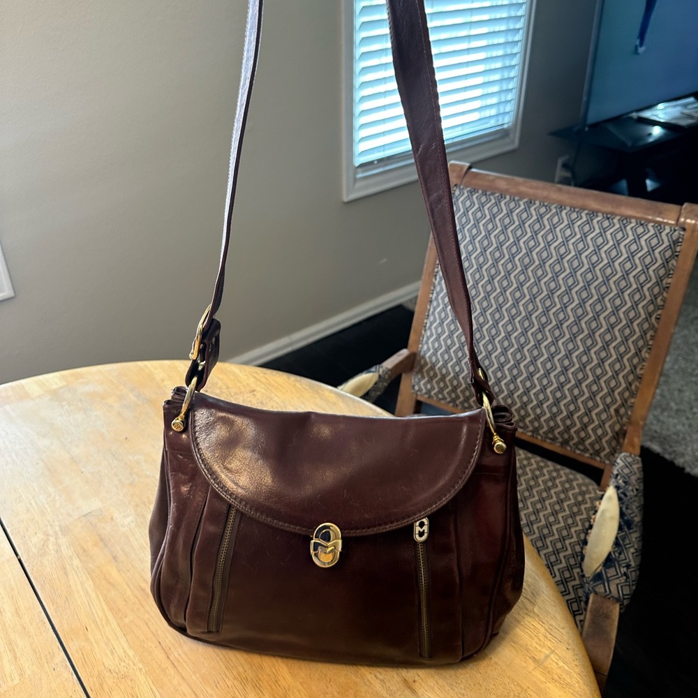 Marino Orlandi Italian Brown Leather Crossbody Purse
